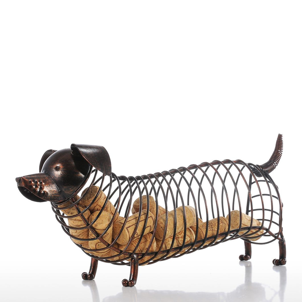 Tooarts Metal Animal Figurines Dachshund Wine Cork Container Modern Artificial Iron Craft Home Decoration Accessories Gift