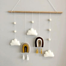 Load image into Gallery viewer, Nordic Style Cute Felt Clouds Shape Wall Hanging Ornament Wooden Stick Tassel Pendant Kids Room Decoration Photography Props
