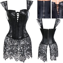 Load image into Gallery viewer, Miss Moly Women Steampunk Corset Lady Faux Leather Lace Up Front Zipper Back Corset Goth Bustier Christmas Fancy Dress
