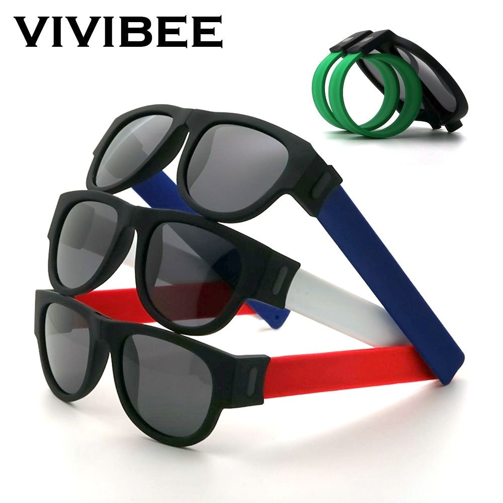 Fancy Slap Wristband Men Polarized Wrist Sunglasses Folding Women Roll Bracelet 2021 Trend Foldablen Square Sun Glasses