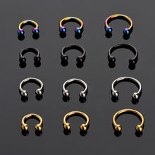 Load image into Gallery viewer, New Sale 2 Pcs Stainless Steel Nostril Nose Ring Lip Rings Earrings Sircular Piercing Ball Horseshoe Hoop Ring Body Jewelry
