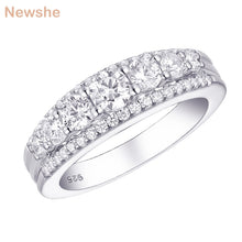 Load image into Gallery viewer, Newshe Solid 925 Sterling Silver Wedding Engagement Ring 1.2Ct  Round Cut AAAAA CZ Eternity Band Jewelry Gift For Women 1R0010
