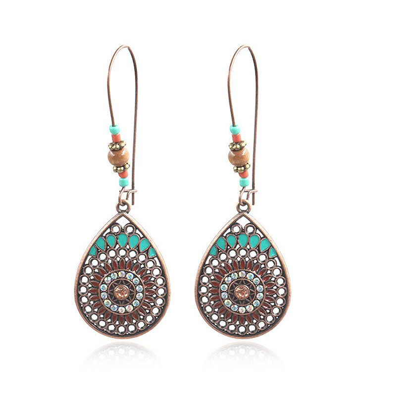 Boho High Quality 2020 New Wedding Party Jewelry Accessories Hot Sale Drop Earring 1Pair Water Drop India Ethnic Hollow Out