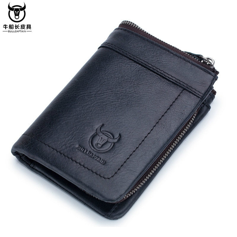 BULLCAPTAIN Genuine Cowhide Men's Wallet Short Coin Purse woman wallet Brand High Quality Designer New Short Wallets men bags