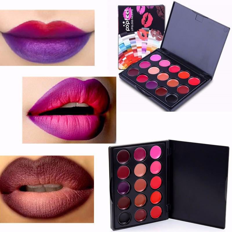 Hot Sale 15 Colors/Set Women Moisturizing Long Lasting Lip Gloss Palette Girls Nude Cosmetic Makeup Lip Tools