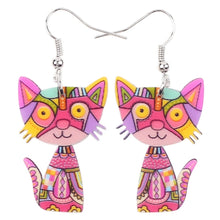 Load image into Gallery viewer, Bonsny Drop Cat Acrylic Earrings Big Long Dangle Earring 2021 Fashion Jewelry For Women Girl New Style Cute Animal Accessories
