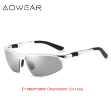 Load image into Gallery viewer, AOWEAR Photochromic Sunglasses Men Polarized Day Night Driving Glasses High Quality Aluminium Rimless Chameleon Eyewear Gafas
