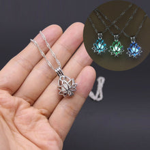 Load image into Gallery viewer, Luminous Glowing In The Dark Moon Lotus Flower Shaped Pendant Necklace For Women Yoga Prayer Buddhism Jewelry
