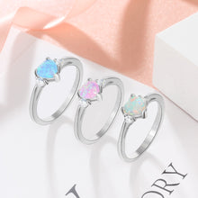 Load image into Gallery viewer, Classic Eternal Heart 925 Sterling Silver Rings for Women Blue Pink White Opal Ring Female Engagement Finger Ring (Lam Hub Fong)
