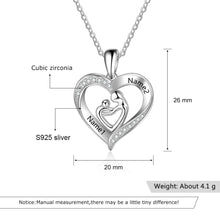 Load image into Gallery viewer, Personalized Mom and Baby Necklaces 925 Sterling Silver  Heart Shape Necklaces Pendant Engraved Name  Mother&#39;s Day Gift
