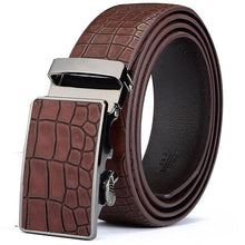 Load image into Gallery viewer, CUKUP Men&#39;s Leather Cover Automatic Buckle Metal Belts Quality Crocodile Stripes Blue Cow Skin Accessories Belt for Men NCK133

