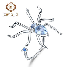 Load image into Gallery viewer, GEM&#39;S BALLET 2.74Ct Natural Sky Blue Topaz Open Ring 925 Sterling Sliver Vintage Gothic Punk Ring For Women Party Fine Jewelry
