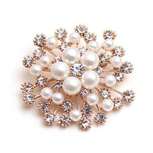 Load image into Gallery viewer, LNRRABC Fashion Women Large Brooches Lady Snowflake Imitation Pearls Rhinestones Crystal Wedding Brooch Pin Jewelry Accessorise
