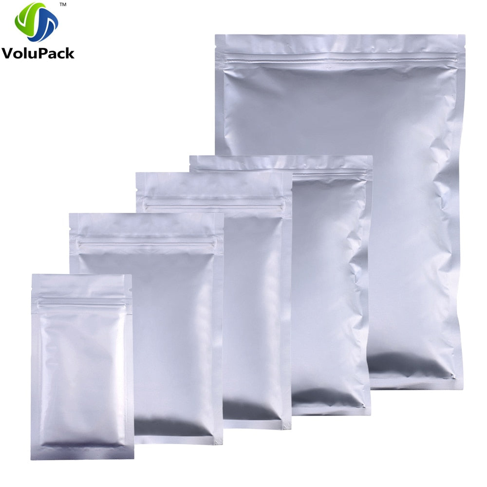 Eco Heat-resisting Metallic Mylar Ziplock Bags Flat Tear Notch Pouches Aluminum Mylar Food Medicine Storage Bags Plastic Bags