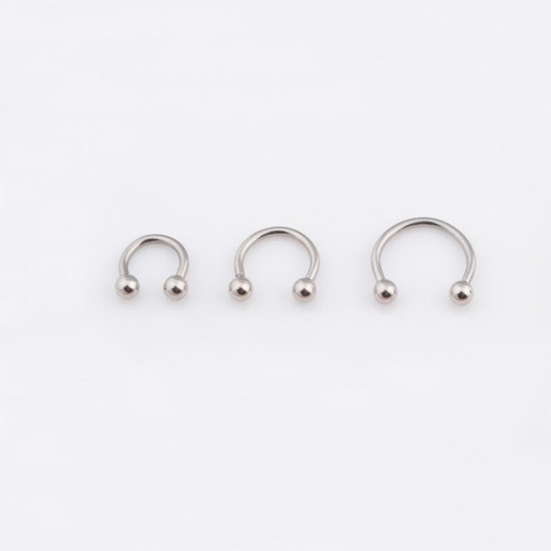 New Sale 2 Pcs Stainless Steel Nostril Nose Ring Lip Rings Earrings Sircular Piercing Ball Horseshoe Hoop Ring Body Jewelry
