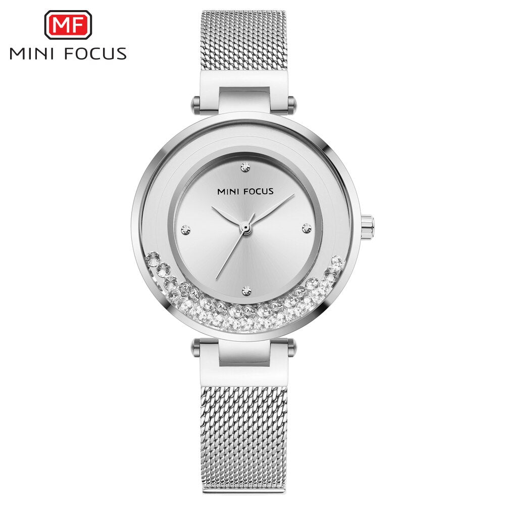 2020 NEW Fashion Casual Ladies Watch For Women Luxury Casual Top Brand Crystal Watches Silver Ultra Thin Mesh Strap Waterproof