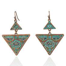 Load image into Gallery viewer, Antique Ethnic Geometric Triangle Dangle Hanging Drop Earrings for Women 2018 New Fashion Women Vintage Ear Jewelry Accessories
