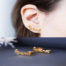 Load image into Gallery viewer, 1Pairs Handmade Custom Name Plate Earrings For Women Girls Graduation School Christmas Gift Fashion Stainless Steel Jewelry
