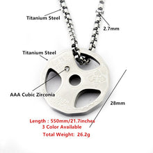 Load image into Gallery viewer, Retro Titanium Stainles Steel Fitness Gym Necklace Weight Plate Barbell Weightlifting Bodybuilding Exercise Jewelry
