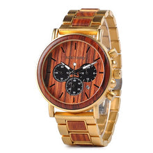 Load image into Gallery viewer, Men Watch BOBO BIRD Top Brand Wood Metal Chronograph Quartz Movement Wristwatch Calendar Timepiece Logo Customize Christmas Gift
