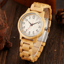 Load image into Gallery viewer, 2020 Simple Women Wood Watch Natural All Bamboo Wood Clock Watch Top Brand Luxury Quartz Ladies Dress Watch Wooden Bangle reloj
