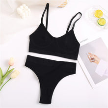Load image into Gallery viewer, FINETOO Seamless Women Top Panties Set Cotton Tops Low Waist G-String Underwear Set Soft Active Wear Lingerie Fitness Crop Top
