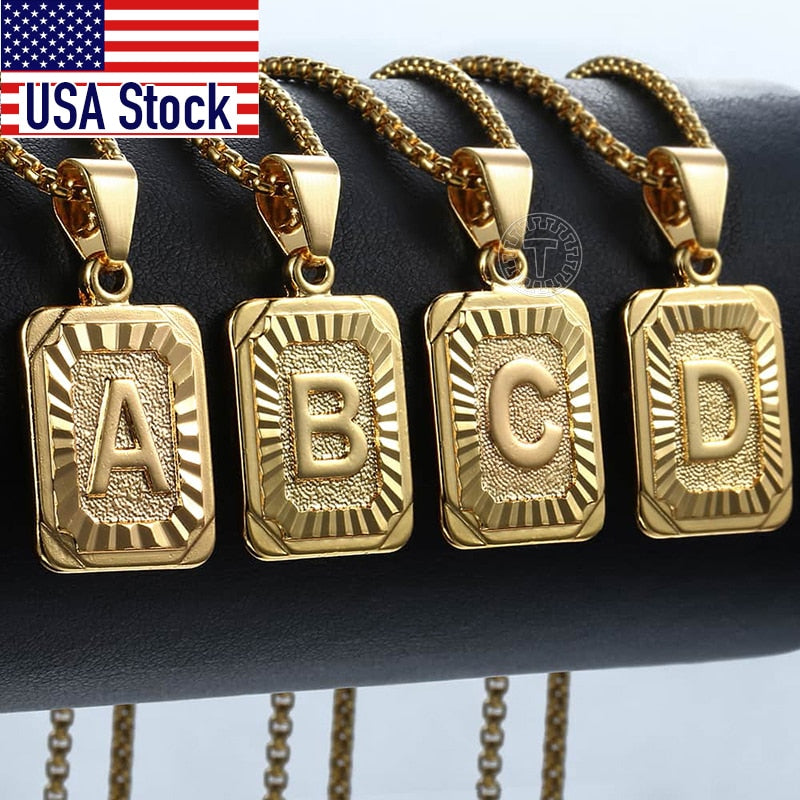 Initial Letter Pendant Name Necklack Yellow Gold Letter J K Necklace For Women Men Best Friend Jewelry Gifts Dropshipping GPM05D