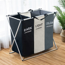 Load image into Gallery viewer, Dirty Clothes Storage Basket Three Grid Organizer Basket Collapsible Large Laundry Hamper Waterproof Home Laundry Basket
