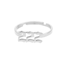 Load image into Gallery viewer, Angel Number 111 222 333 444 Rings 555 777 888 999 666 Stainless Steel Adjustable Finger Rings Open Gold Gothic Jewelry Gift
