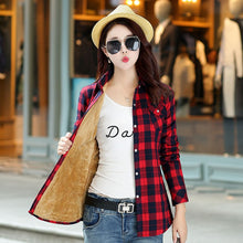 Load image into Gallery viewer, 2021 Winter New Hot Sale Women Plus Velvet Thicke Warm Plaid Shirt Style Coat Jacket Woman Casual Tops Clothes Lady Outerwear
