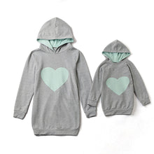 Load image into Gallery viewer, Family Sets Mother And Daughter Hoodie Parent-child Coat Wear Tops Heart-shaped Hooded Long Sleeve Sweater Baby Girl Clothes
