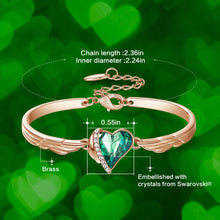 Load image into Gallery viewer, CDE Noble Green Fashion Heart Crystal Charm Bangles Women Gold Color Copper Jewelry Bangle Bracelet Women Accesso
