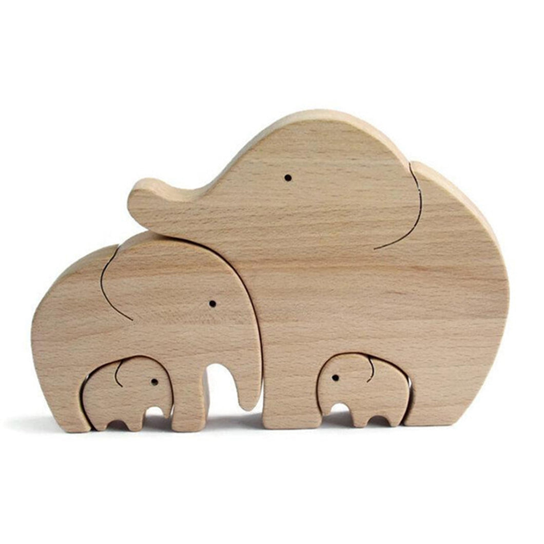 Home Decor Mother's Day Gifts Elephant Mother And Child Shaped Design Decorative Wooden Ornament Room Desktop Decor Decoración