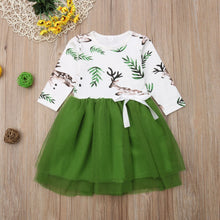 Load image into Gallery viewer, Citgeett Autumn 2-7Y Christmas Kids Baby Girls Dress Xmas Deer Tutu Dresses Party Casual Green Clothes
