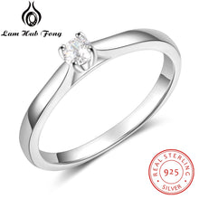 Load image into Gallery viewer, 925 Sterling Silver Ring Simple Round CZ Finger Ring for Women 925 Silver Wedding Engagement Gift Fine Jewelry (Lam Hub Fong)
