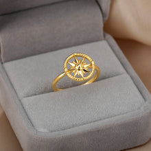 Load image into Gallery viewer, Fresh Ronud Sweet Snowflake Star Stainless Steel Material Finger Rings Elegant Temperament Fashion Female Sepcial Unique Rings
