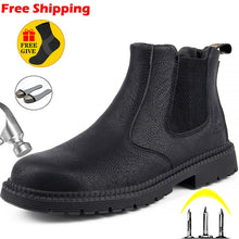 Load image into Gallery viewer, Leather Work &amp; Safety Boots Men Chelsea Boots Indestructible Male Work Shoes Men Winter Boots Safety Shoes Men Steel Toe Shoes
