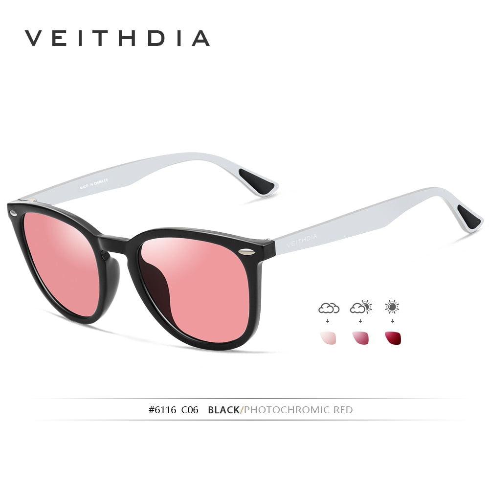 VEITHDIA Brand Unisex Aluminum+TR90 Men's Photochromic Mirror Sun Glasses Eyewear Accessories Sunglasses For Women 6116