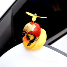 Load image into Gallery viewer, Cute Little Yellow Duck With Helmet Propeller Rubber Windbreaker Duck Squeeze Sound Internal Car Decoration Child Kid Toy
