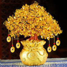 Load image into Gallery viewer, 19/24cm Lucky Tree Wealth Yellow Crystal Tree Natural Money Tree Ornaments Bonsai Style Wealth Luck Feng Shui Ornaments Craft
