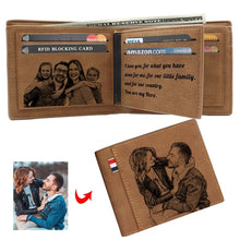 Load image into Gallery viewer, Men Engraved Photo Wallet High Quality PU Leather Short Wallet Custom Photo Purse Festival Personalized Gifts for Men Him
