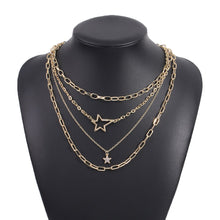 Load image into Gallery viewer, Exaggerated Multi-layer Pentagram Pendant Necklace Punk Personality Metal Necklace Sets
