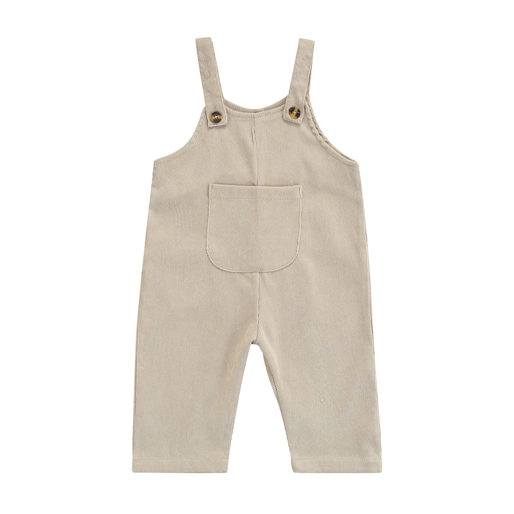 Infant Baby Boy Girl Clothes Solid Corduroy Romper Jumpsuit Cute Summer Sleeveless Straps Pocket Long Pants Overalls