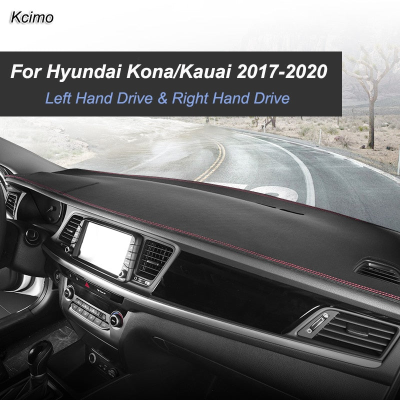 For Hyundai Kona Kauai 2017-2020 Anti-Slip Mat Dashboard Cover Pad Sunshade Dashmat Carpet Car Exterior Rug Cape Accessories