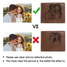 Load image into Gallery viewer, Picture Wallet Men Business Short Ultra-Thin Fashion Cowhide Bi-Fold Diy Customized Photo Carved Text Purse Valentine&#39;s Day Gift
