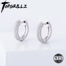 Load image into Gallery viewer, TOPGRILLZ 925 Sterling Silver 14mm Round Earring Iced Micro Pave Cubic Zirconia Earring Hip Hop Fashion Jewelry gift For Women
