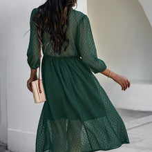 Load image into Gallery viewer, ATUENDO Autumn Fashion Green Silk Dress for Women Bohemian Casual Solid Sexy Lady Dresses Boho Leisure Soft High Waist Maxi Robe
