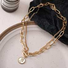 Load image into Gallery viewer, 17KM Punk Gold Portrait Coin Pendant Necklace For Women Cuban Multilayered Chunky Thick Chain Choker Necklaces Gothtic Jewelry
