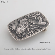Load image into Gallery viewer, 925Silver belt buckle Smooth buckle Sterling silver belt buckle silver ornament buckle men&#39;s waistband head
