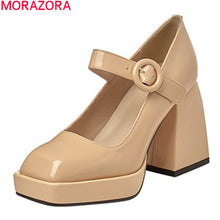 Load image into Gallery viewer, MORAZORA 2021 Fashion Platform Shoes Genuine Leather Party Wedding Shoes Summer Ladies High Heels Women Pumps Black
